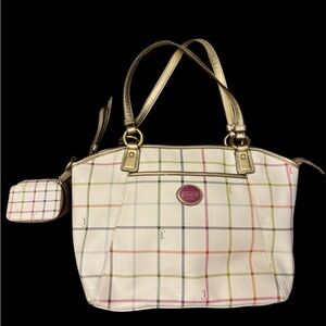 Coach Peyton tattersall heritage tote and pill case